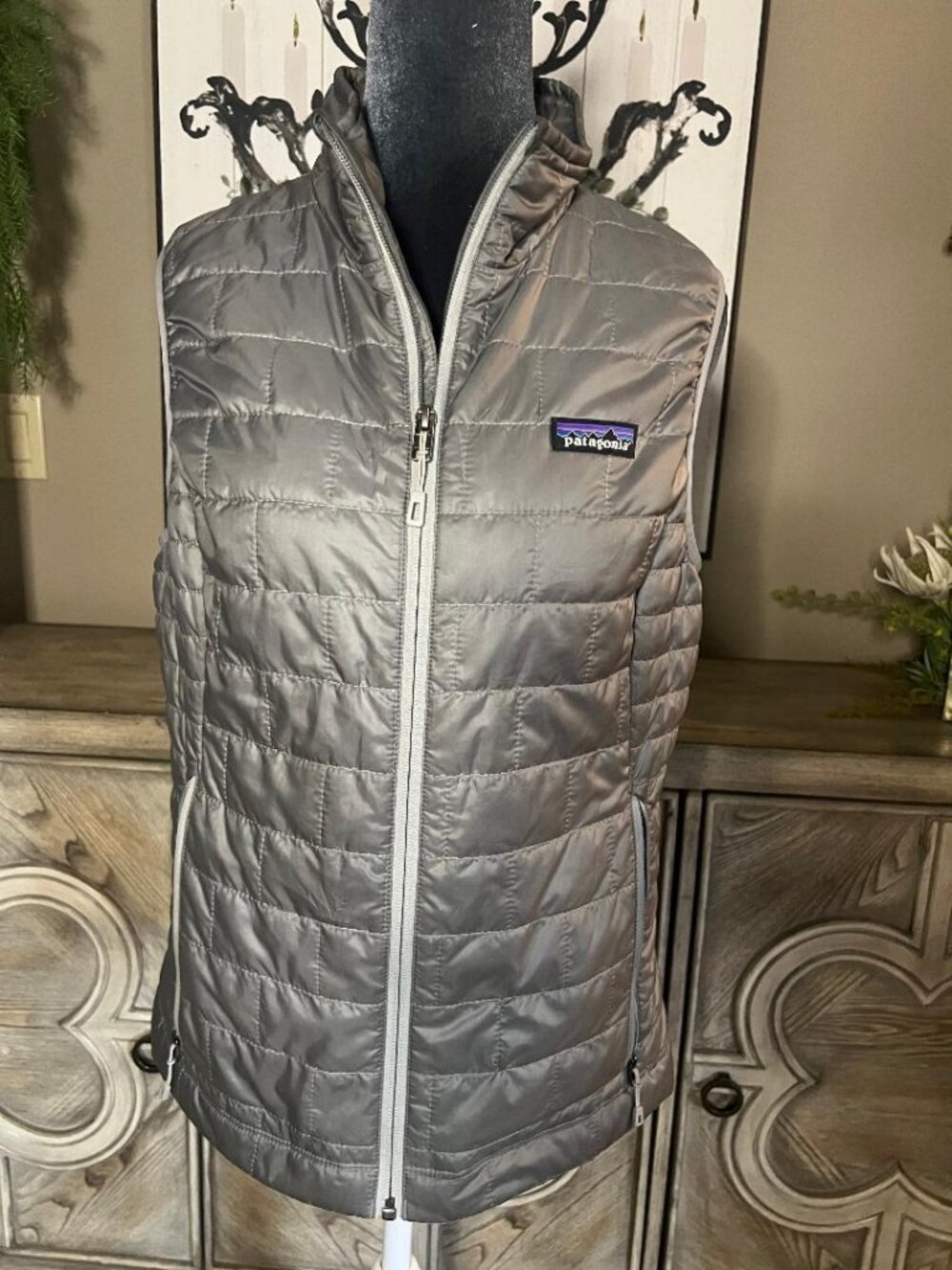 Patagonia Nano Puffer Vest * Grey * Lightweight Quilted Insulated * Womens Small
